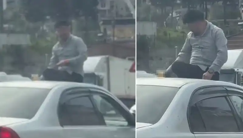 Trafikte Şaşkınlığa Yol Açan Olay: Otomobil Üzerinde Alem Yapıldı!
